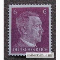 Почтовая марка. Adolf Hitler. Deutsches Reich. 6 pf. 1941г. MNH. SC 777