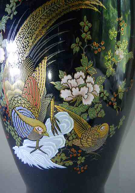 Фото 10. Винтажная Японская ваза кобальт с изображением павлина