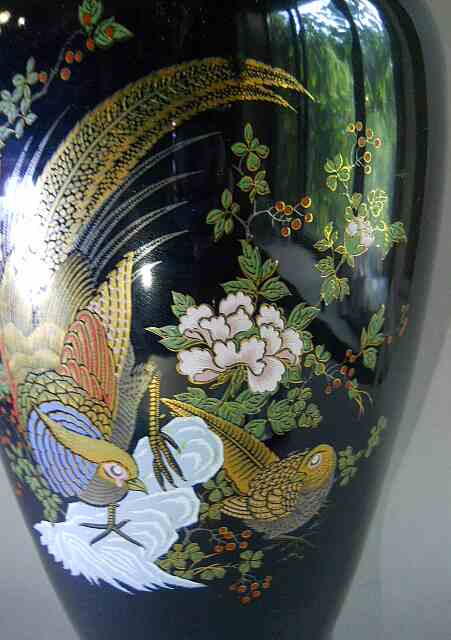 Фото 11. Винтажная Японская ваза кобальт с изображением павлина