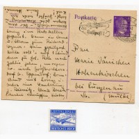 Комплект поштівка+марка німецька авіапошта 1943 р