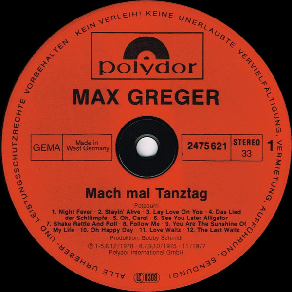 Фото 2. Виниловая пластинка Max Greger – Mach Mal Tanztag