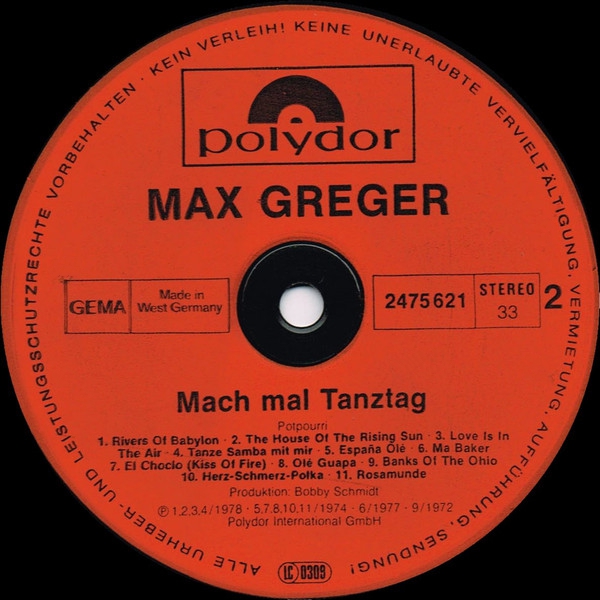 Фото 3. Виниловая пластинка Max Greger – Mach Mal Tanztag