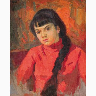 Картина Михаила Самкова Девушка в красном 1974 г