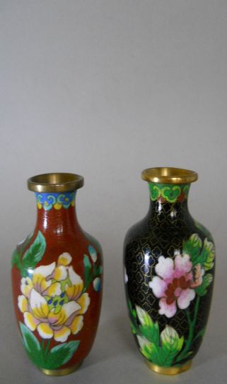 Фото 5. Две винтажные Китайские вазы клуазоне