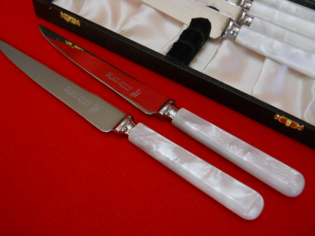 Фото 5. Шесть ножей для стейка с перламутровой ручкой William Adams Sheffield England