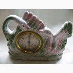 Фарфоровые каминные часы - 2 лебедя, Китай