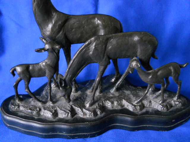 Фото 13. Старинная бронзовая настольная скульптура Семейство оленей