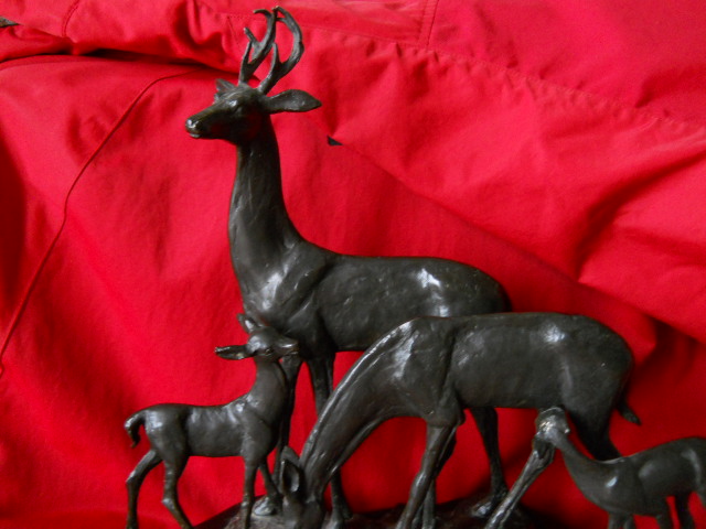 Фото 6. Старинная бронзовая настольная скульптура Семейство оленей