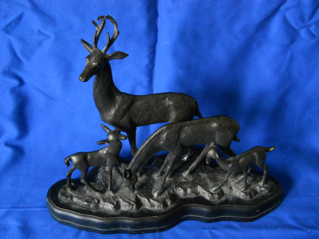 Фото 8. Старинная бронзовая настольная скульптура Семейство оленей