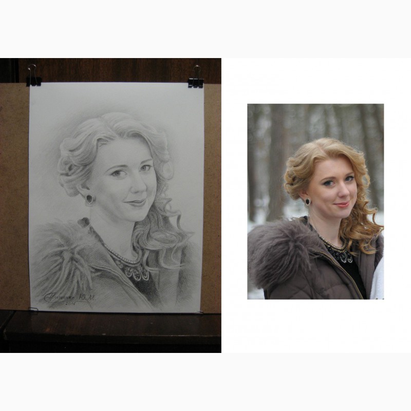 Фото 12. Портрет девушки карандашом на заказ в Киеве