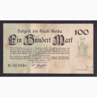 100 марок 1922г. 31385*. Гота. Германия