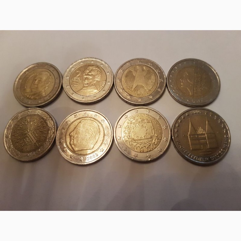 Фото 4. Монеты Франции 5, 10, 20 сантимов, Евро номинал 1, 2