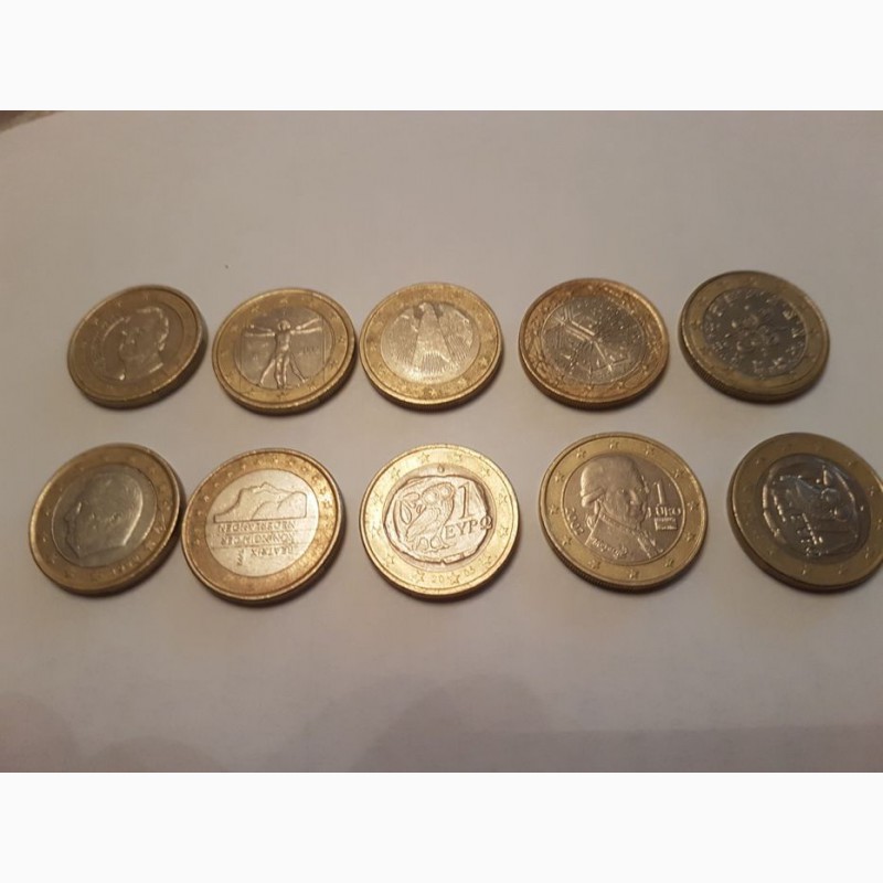 Фото 5. Монеты Франции 5, 10, 20 сантимов, Евро номинал 1, 2