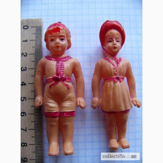 Старинные Целлулоидные куклы 2 шт. по 8см. мальчик и девочка 20-30годы