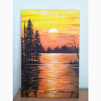 Картина Закат на озере