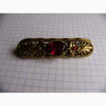 Довоенная, ювелирная брошь, бронза, корунд, СССР