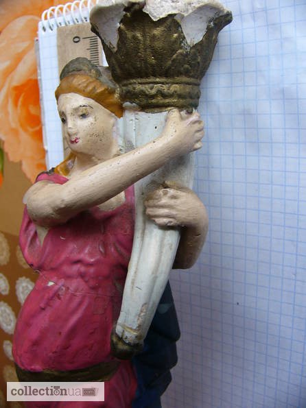 Фото 3. Подсвечник-статуэтка Девушка с факелом 25см, артели имХVIII партконференции, Кунгурский гипс