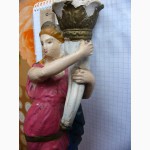 Подсвечник-статуэтка Девушка с факелом 25см, артели имХVIII партконференции, Кунгурский гипс
