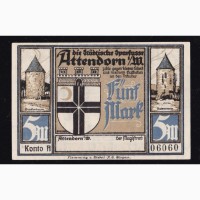5 марок 1922г. А. 06060. Аттендорн. Германия