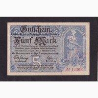 5 марок 1918г. Аннаберг-Буххольц. 12303. Німеччина