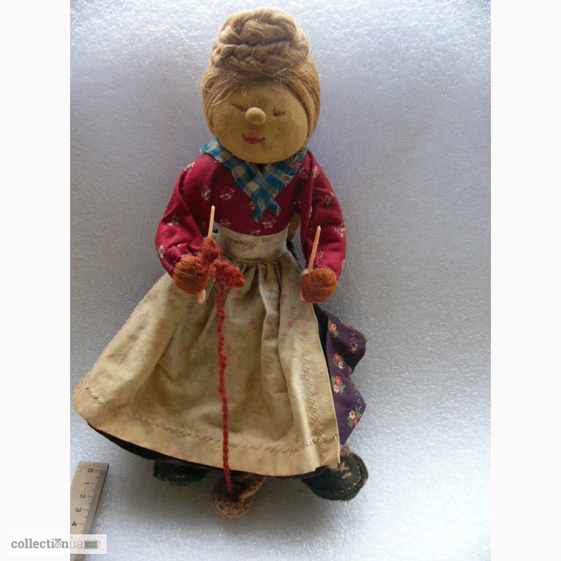 Фото 10. Редкая, антикварная, Коллекционная кукла - бабушка со спицами, 50-е годы, Англия