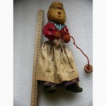 Редкая, антикварная, Коллекционная кукла - бабушка со спицами, 50-е годы, Англия