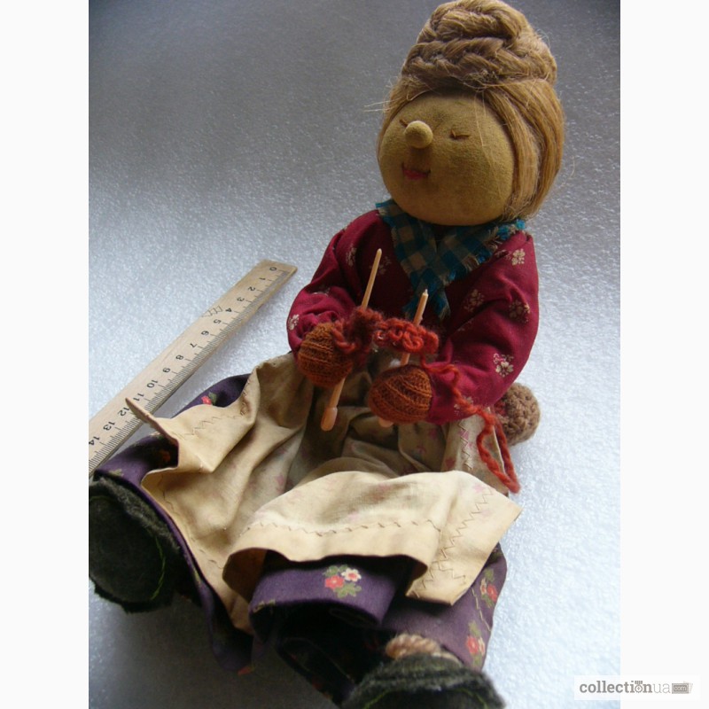 Фото 8. Редкая, антикварная, Коллекционная кукла - бабушка со спицами, 50-е годы, Англия