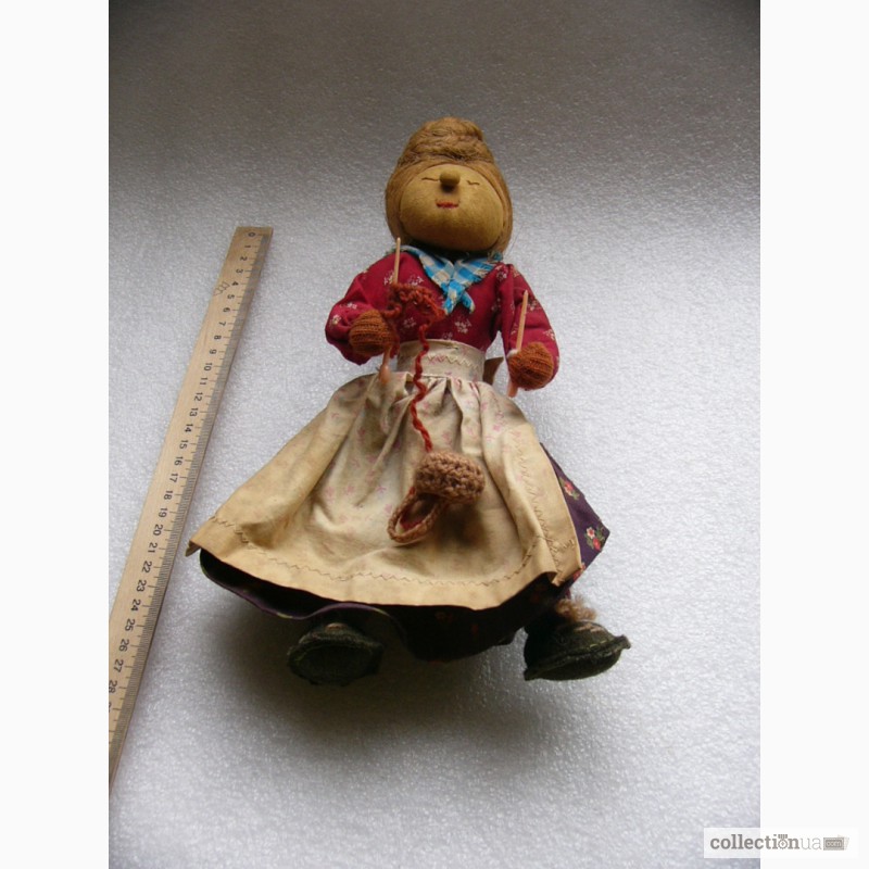 Фото 9. Редкая, антикварная, Коллекционная кукла - бабушка со спицами, 50-е годы, Англия