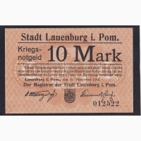 10 марок 1918г. 012522. Лауэнбург. Германия. Пресс