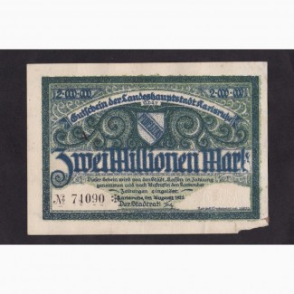 2 000 000 марок 1923г. 74090. Карлсруэ. Германия