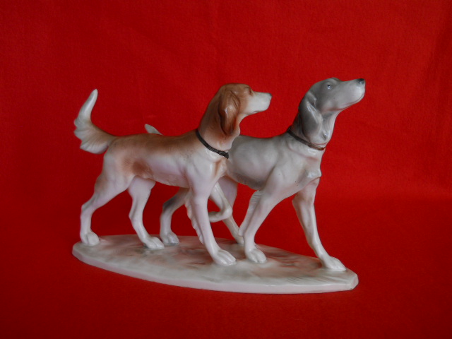 Фото 2. Винтажная фарфоровая статуэтка Охотничьи собаки