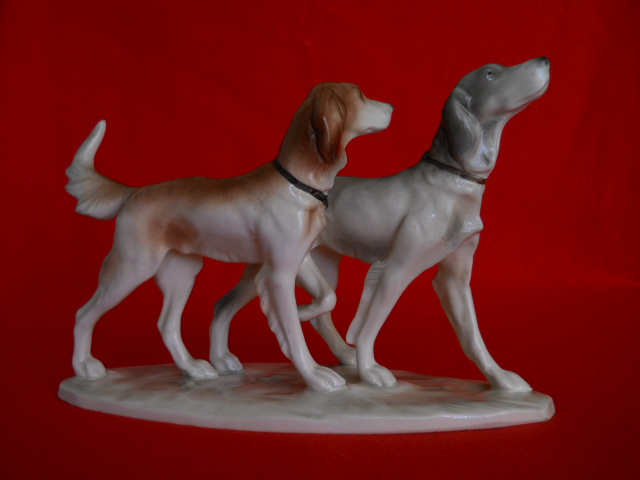 Фото 3. Винтажная фарфоровая статуэтка Охотничьи собаки