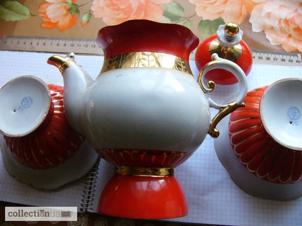 Фото 8. Фарфоровый чайный набор 60-е. СССР, Полтавский з-д