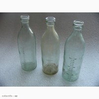 Три мерные бутылочки детского питания СССР, стекло, 60-70гг