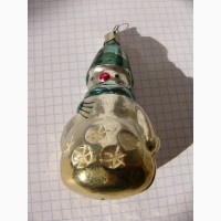 Ёлочная игрушка снеговик, стеклодувная, СССР 40-50е гг