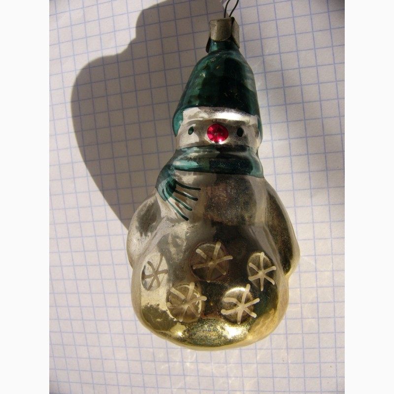 Фото 4. Ёлочная игрушка снеговик, стеклодувная, СССР 40-50е гг