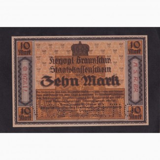 10 марок 1923г. A.S.R. BR. 71926* Брауншвейг. Германия. Пресс