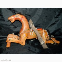 Антикварная Старинная Деревянная Игрушка Лошадь
