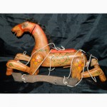 Антикварная Старинная Деревянная Игрушка Лошадь