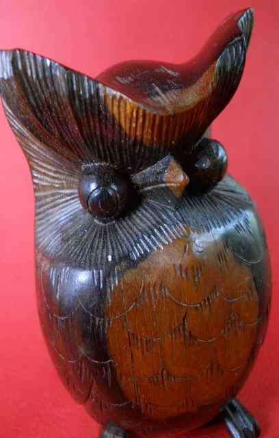 Фото 10. Винтажная деревянная статуэтка Балийской совы