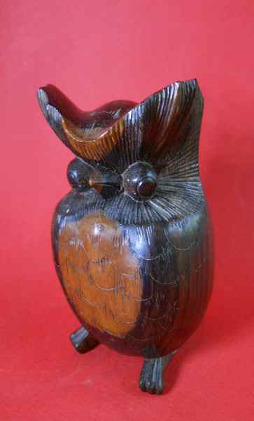 Фото 3. Винтажная деревянная статуэтка Балийской совы