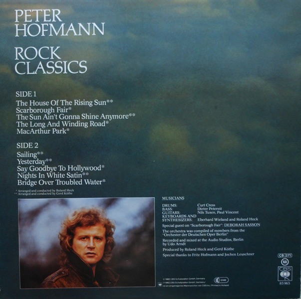 Фото 4. Виниловая пластинка Rock classics, Peter Hofmann/ Петер Гофман