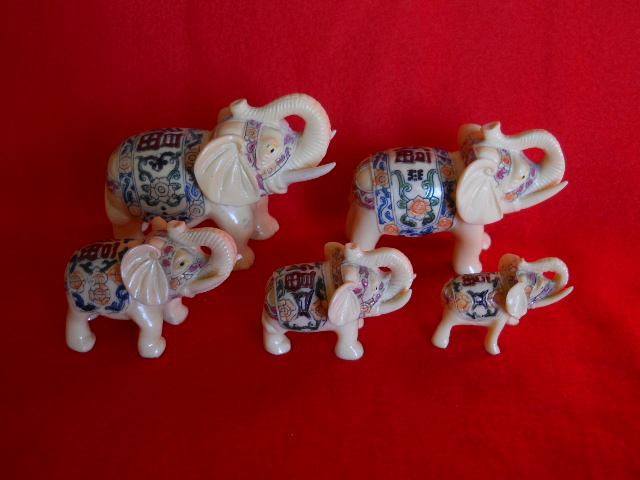 Фото 2. Пять Индийских слонов с ручной росписью