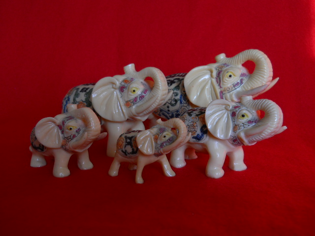 Фото 4. Пять Индийских слонов с ручной росписью
