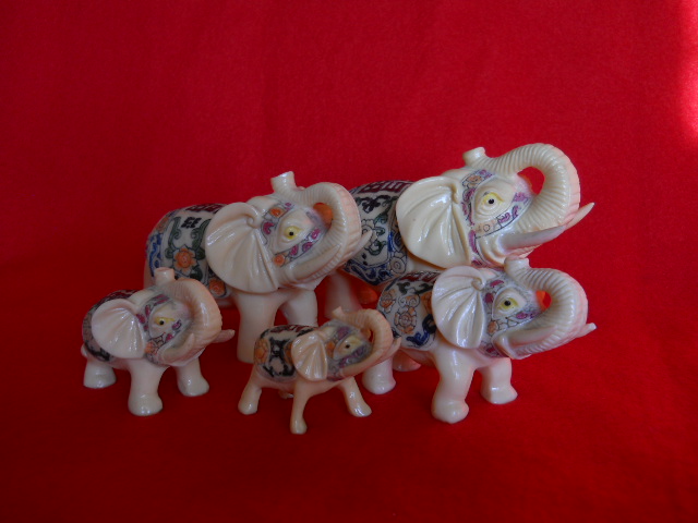 Фото 5. Пять Индийских слонов с ручной росписью