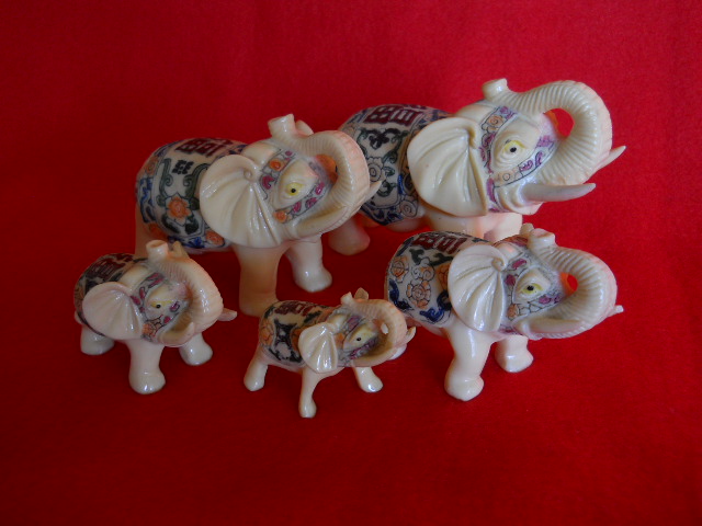 Фото 6. Пять Индийских слонов с ручной росписью