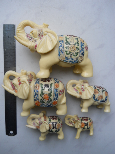 Фото 12. Пять Индийских слонов с ручной росписью