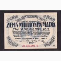 10 000 000 марок 1923г. Пфальц. 385093. Германия