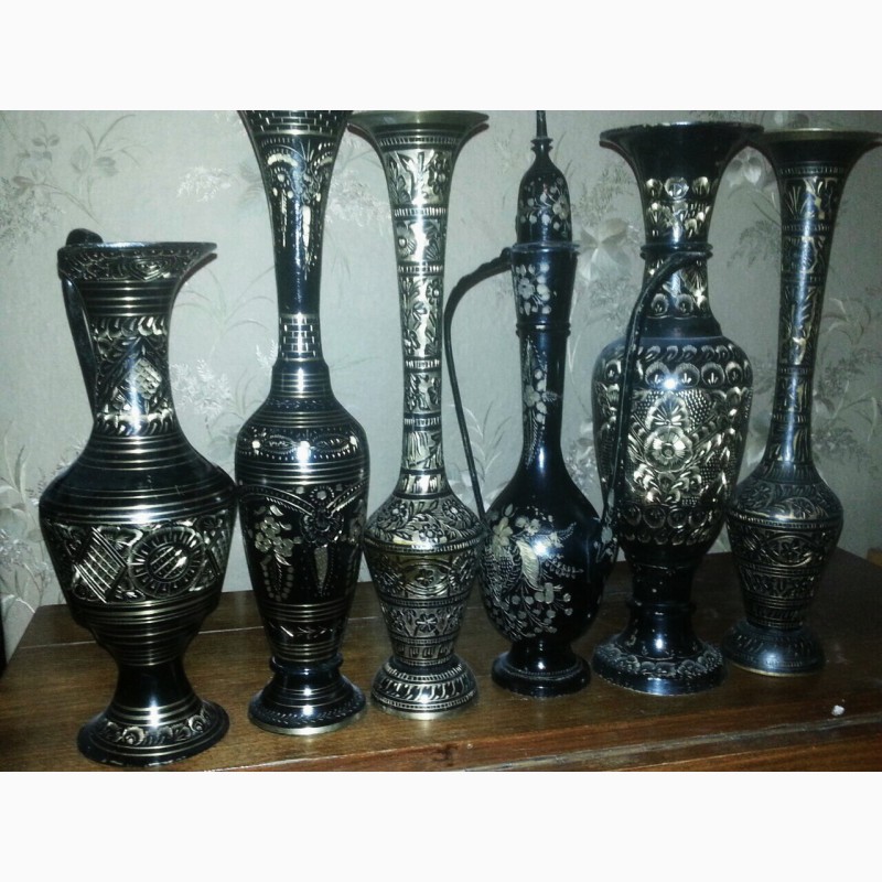 Фото 3. Коллекция бронзовых Индийских ваза кувшин кумган