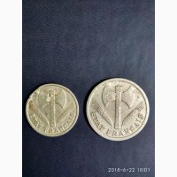 Продам монеты Франции 1 и 2 франка 1942 и 1944 года